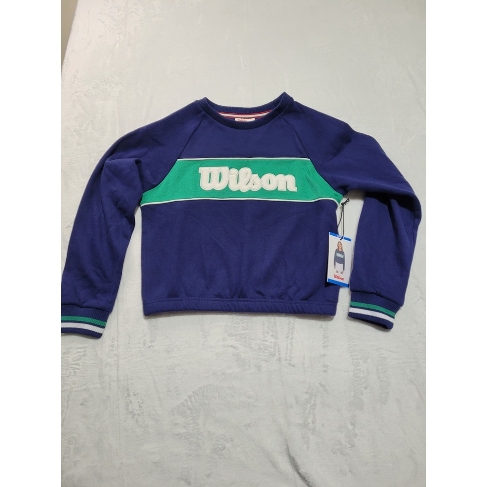 NWT Wilson Sweatshirt Girls Large 10/12 Navy Blue Colorblock Athletic Pullover
